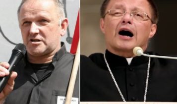 Od lewej ks. Wojciech Lemański i bp Grzegorz Ryś / Fot. YouTube