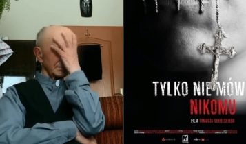 Jeden z antybohaterów dokumentu Tomasza Sekielskiego i plakat promujący film