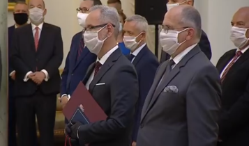 minister zdrowia Adam Niedzielski i minister spraw zagranicznych Zbigniew Rau/ fot. screen