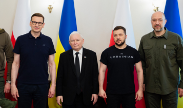 Mateusz Morawiecki, Jarosław Kaczyński, Wołodymyr Zełenski, Denys Shmyhal/ fot. Twitter