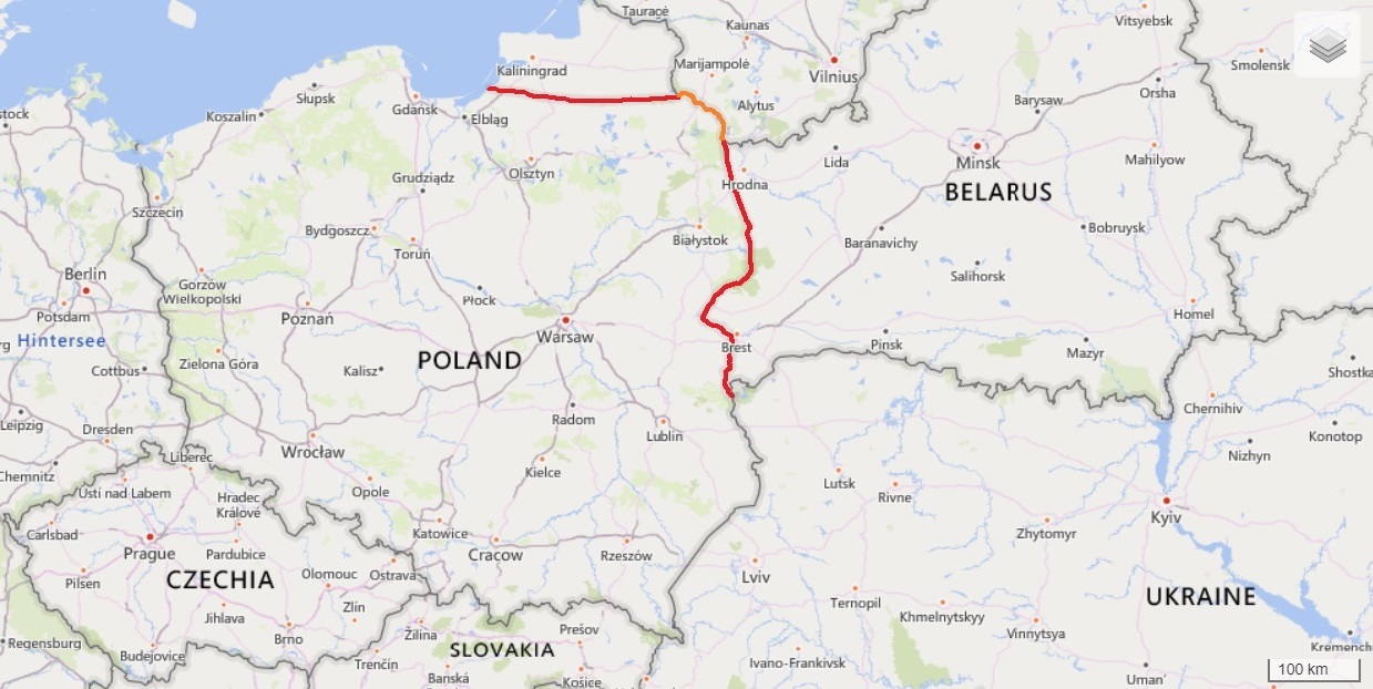 Łączna długość granic Polski z Rosją i Białorusią to 628 kilometrów