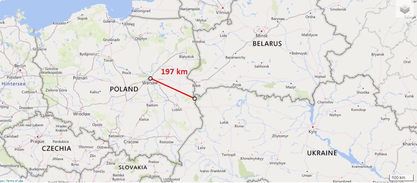 Z Warszawy do Rosji jest jedynie o 38 kilometrów dalej, niż z Warszawy do Ukrainy