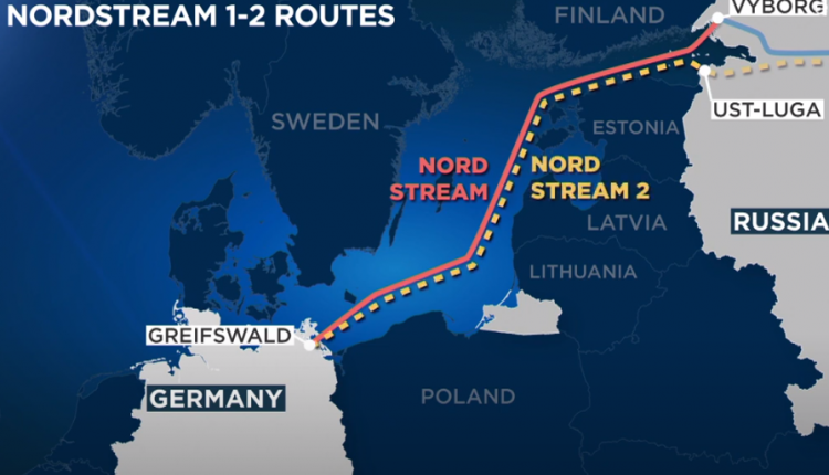 trasa przebiegu gazociągów Nord Stream/ fot. screen