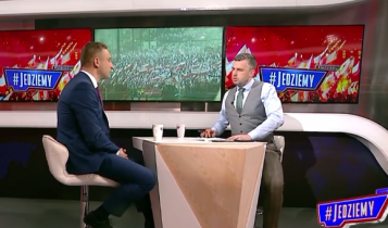 Robert Bąkiewicz i Michał Rachoń w TVP/ fot. screen