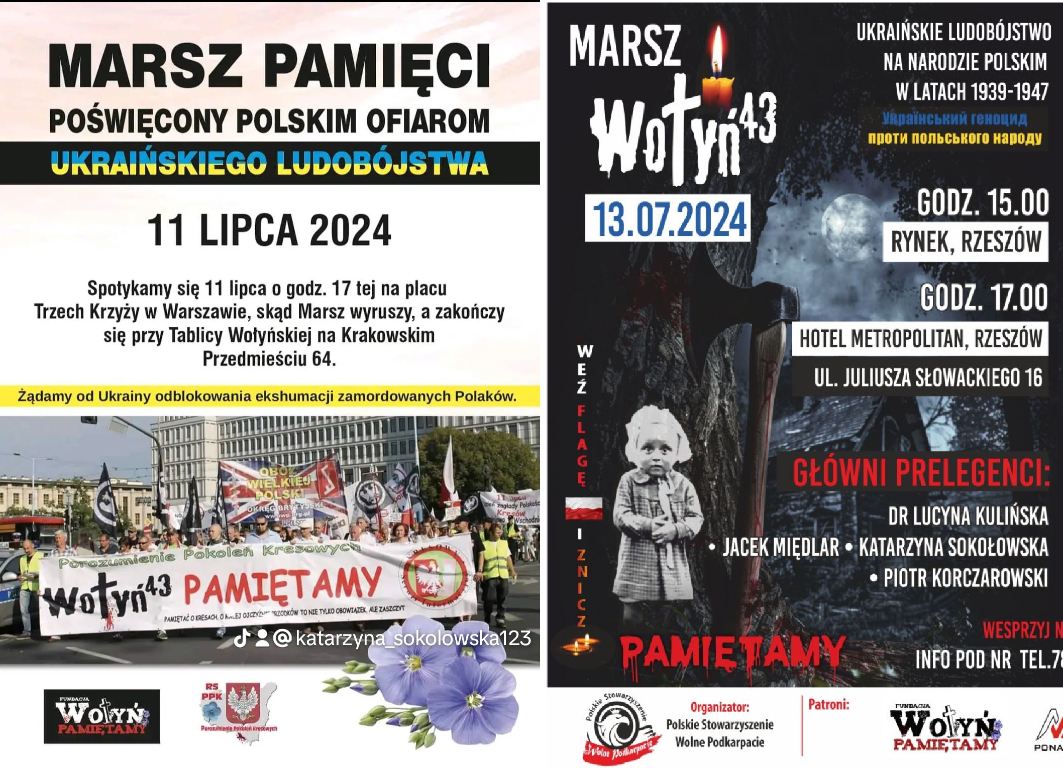 Warsaw and Rzeszów: Remembrance marches commemorating Polish victims of the Ukrainian genocide and premiere of Jacek Międlar's movie  “Neighbors” [POSTERS]