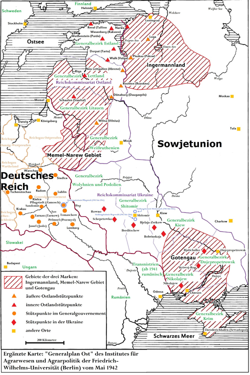 Mapa z jedna z ostatecznych wersji Generalplan Ost z 1942 r. (Udostępnienie John Nennbach)